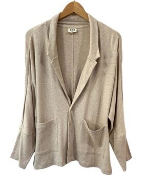 Pact women’s airplane relaxed blazer XL wheat heather organic cotton travel NWOT
